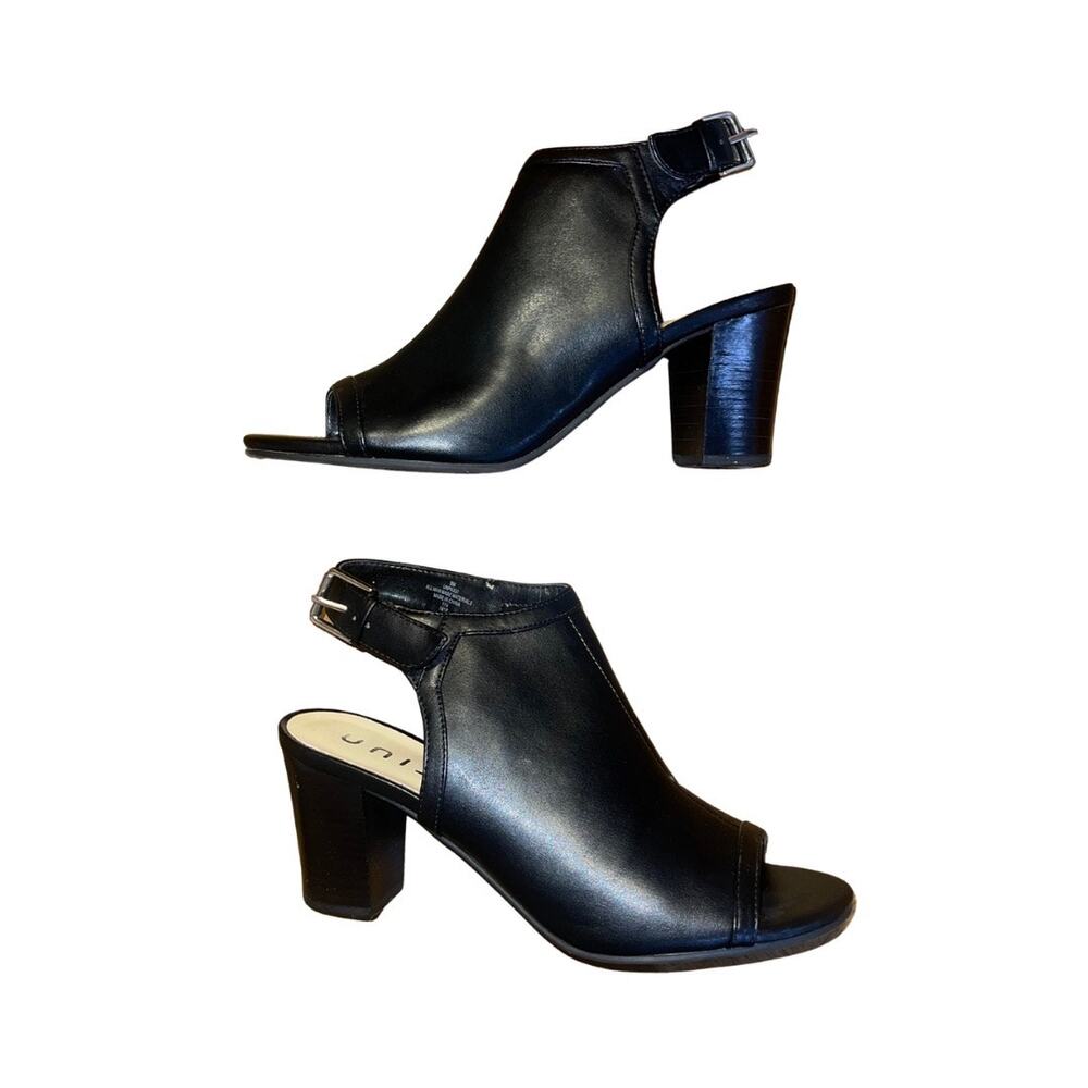 UNISA Open Toe Heel Shoes Shootie Size 9 Chunky Heel Western Peeptoe